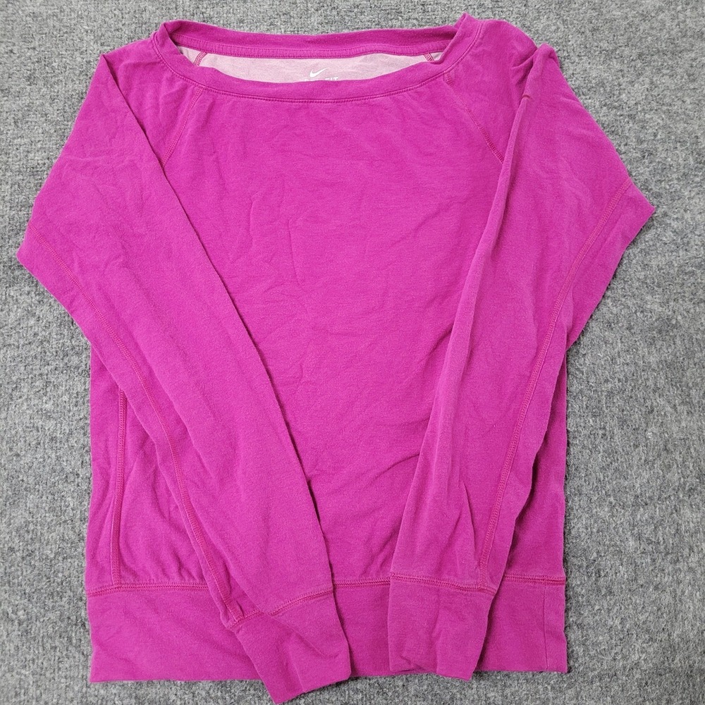 Nike Sweatshirt Womens Size XS Pink Dri-Fit Boat Neck Raglan Sleeve Athletic Top